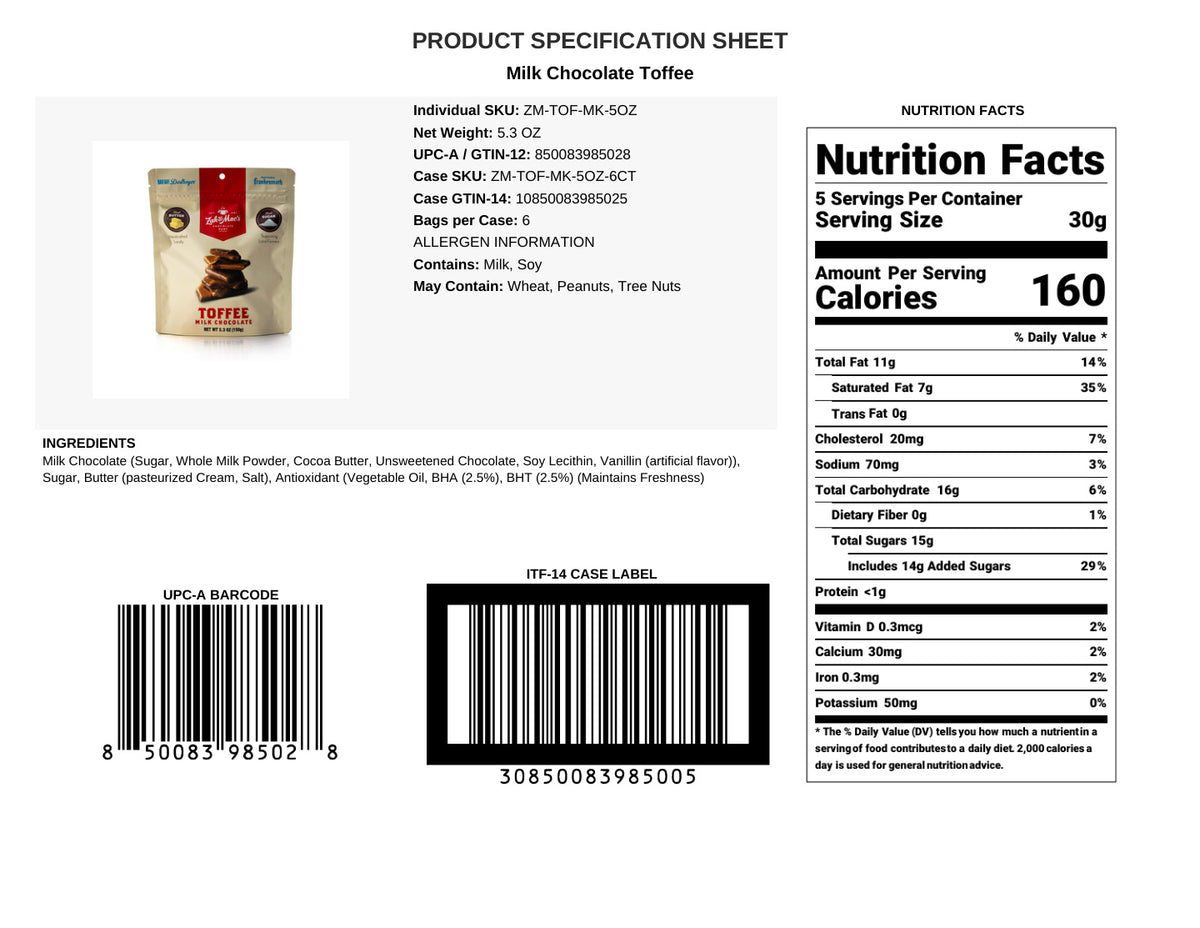 Toffee - Milk Chocolate (5 OZ)